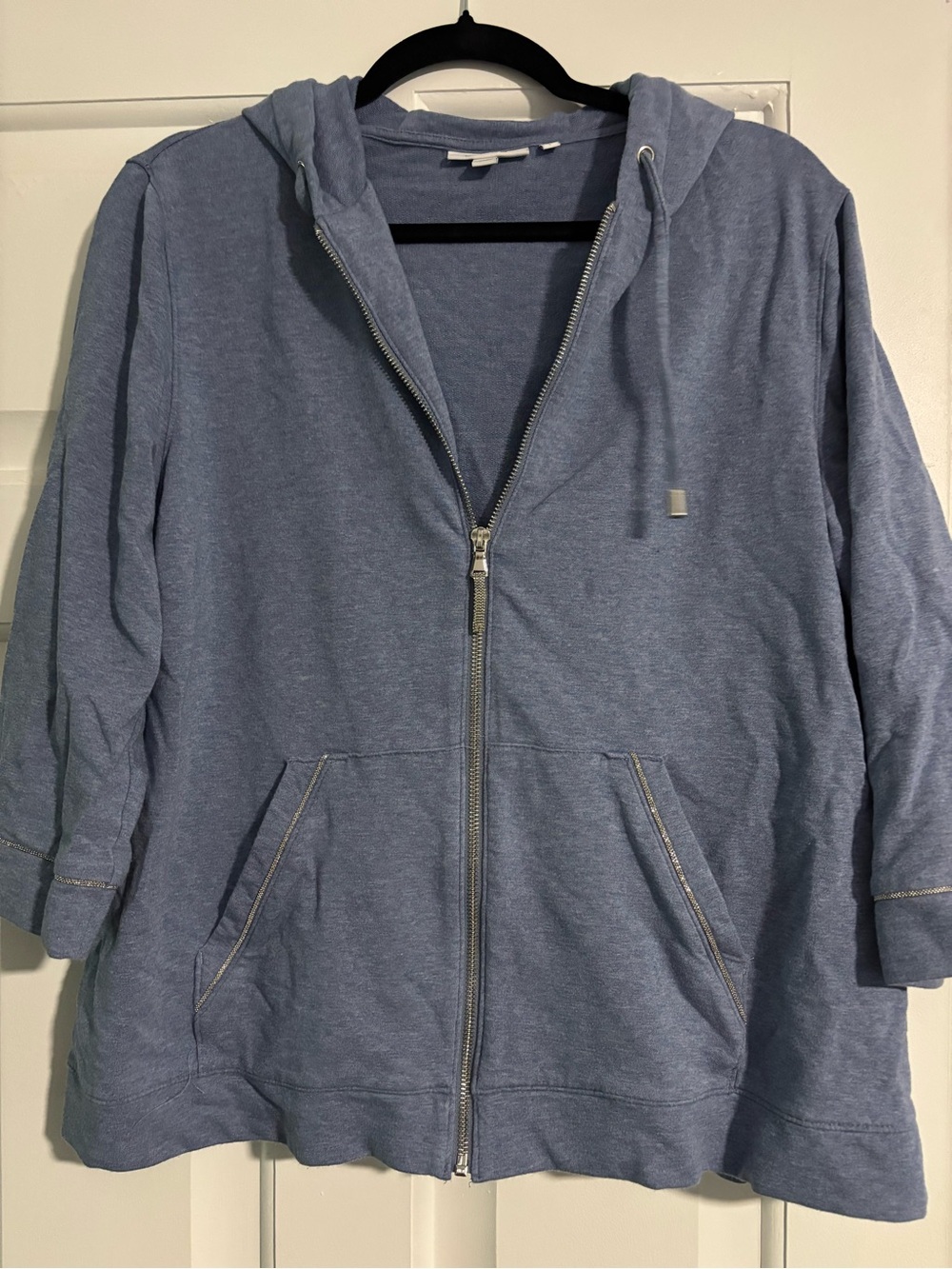 Chico's Heathered Blue Full-Zip Hooded Jacket and pants